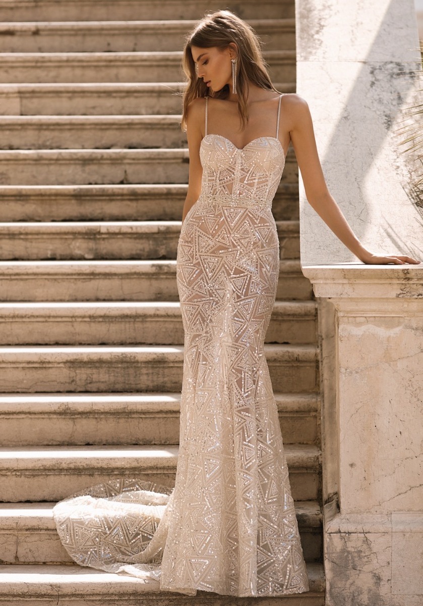 Berta Privée | 19-P06 Sequined Motifs Mermaid Wedding Dress | Designer ...