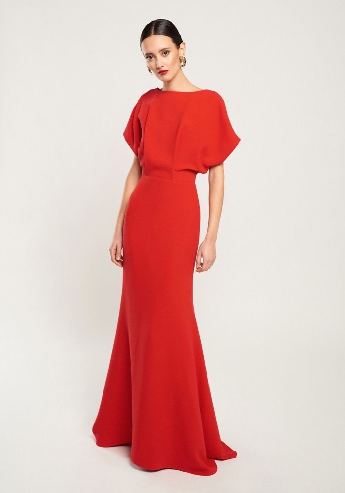 Boüret | Ana Red Crepe Gown with Open Back HK | Designer Bridal Room