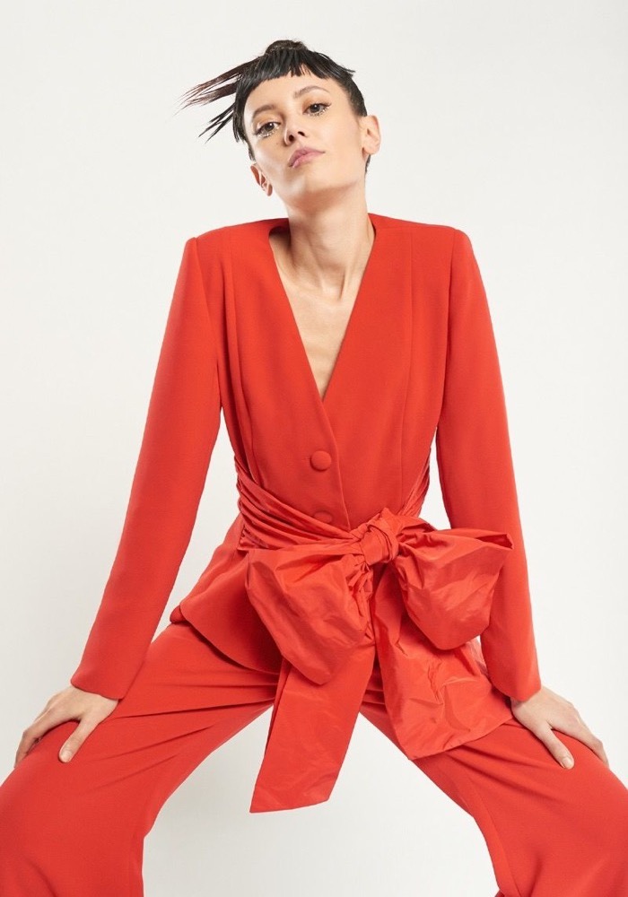 Boüret | Marie 3 Piece Big Bow Suit in Red HK | Designer Bridal Room