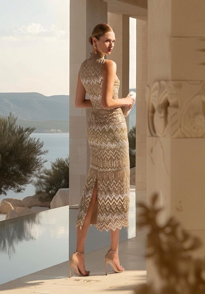 knee length dresses for ladies NERVI Feather Sequinned Dress  Runway Catalog
