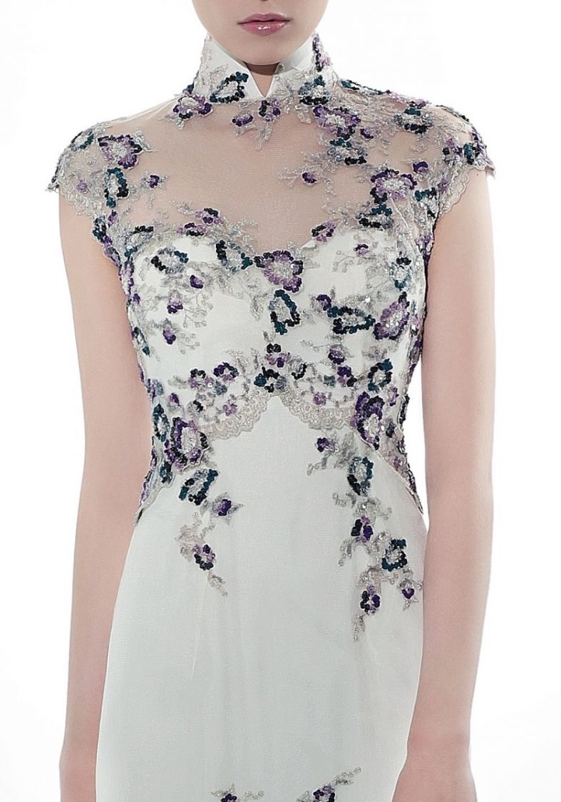 Cheongsam | Embellished Ivory Chinese Evening Dress HK