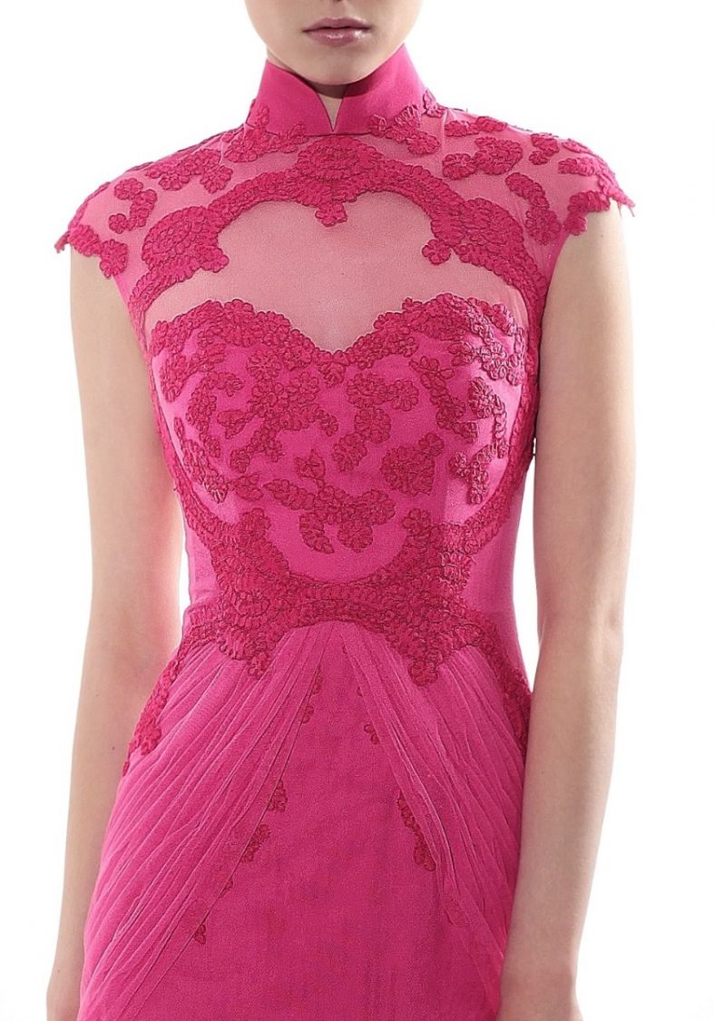 Pink Bridal Cheongsam | Couture Lace Modern Cheongsam (#LILAN)