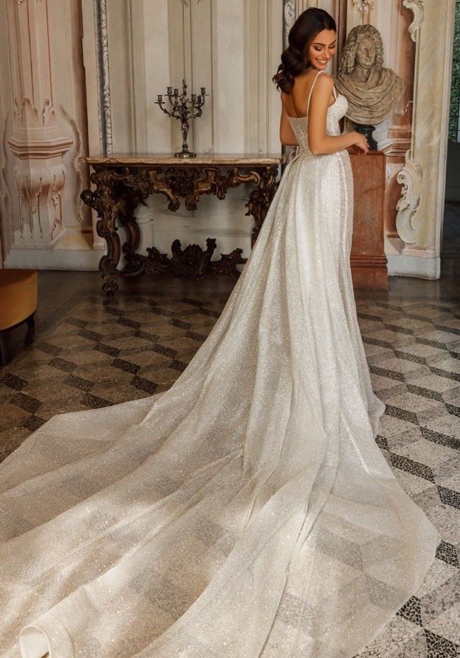 大幅お値下げ【美品•クリーニング済】WEDDING DRESS Sophia Tolli Y22275 Clementine Sheer Sleeves Cutout Train
