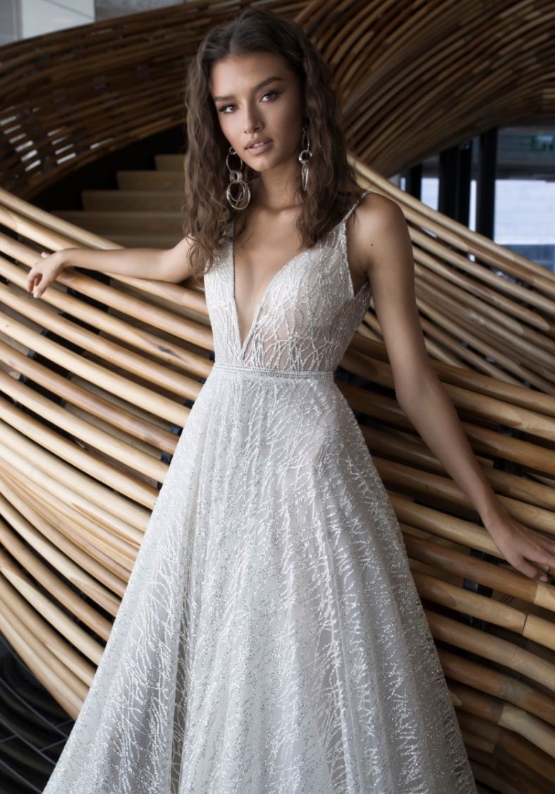 silver tulle wedding dress