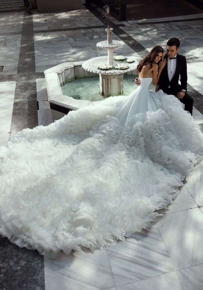 A-line Unique Stain Side Slit Popular Vintage Princess Wedding Dresses –  bridalsew