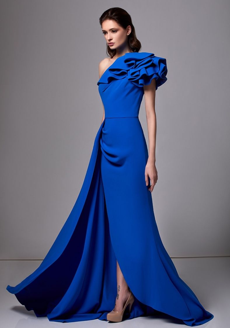 column ruffle dress
