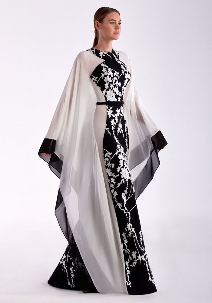 Edward Arsouni | Floral Black/White Evening Gown | HK | Designer Bridal Room