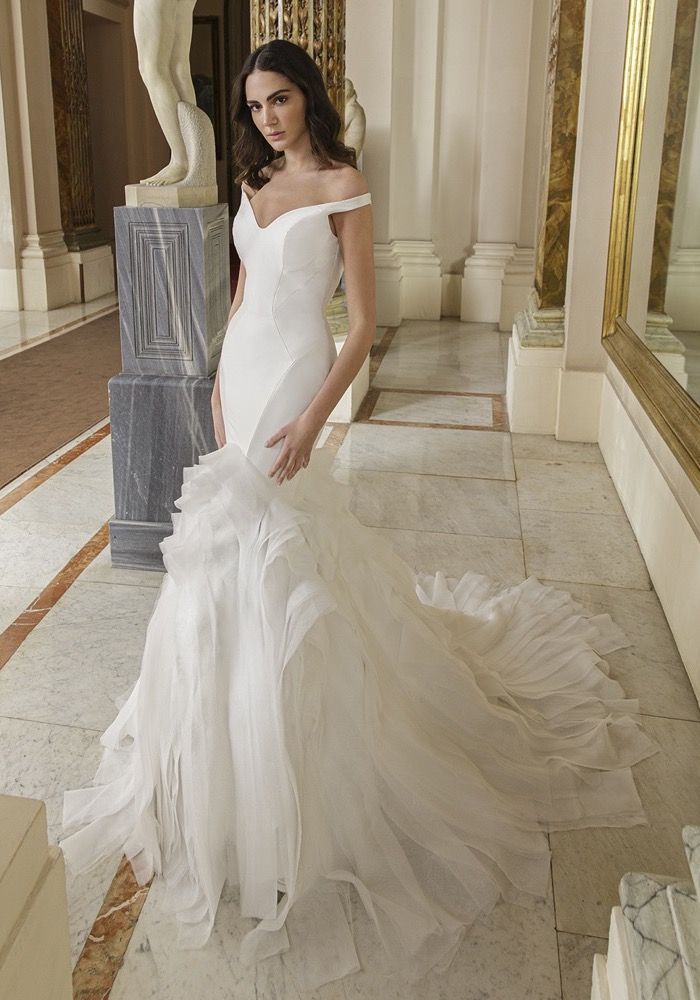 Mermaid ruffle 2024 wedding dress