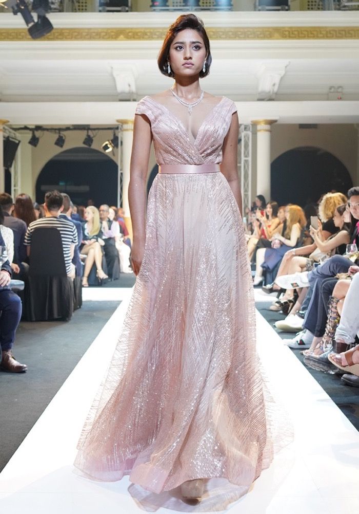 Emmanuel Haute Couture Embellished Pink Tulle Gown Designer Embellished Pink Tulle Gown