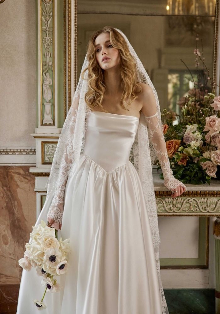 satin basque waist wedding dress Sophia Tolli Maribel Classic Basque Waist Bridal Gown