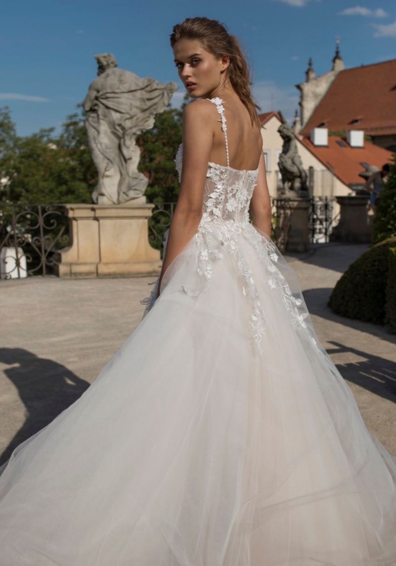 floral embroidered tulle wedding dress