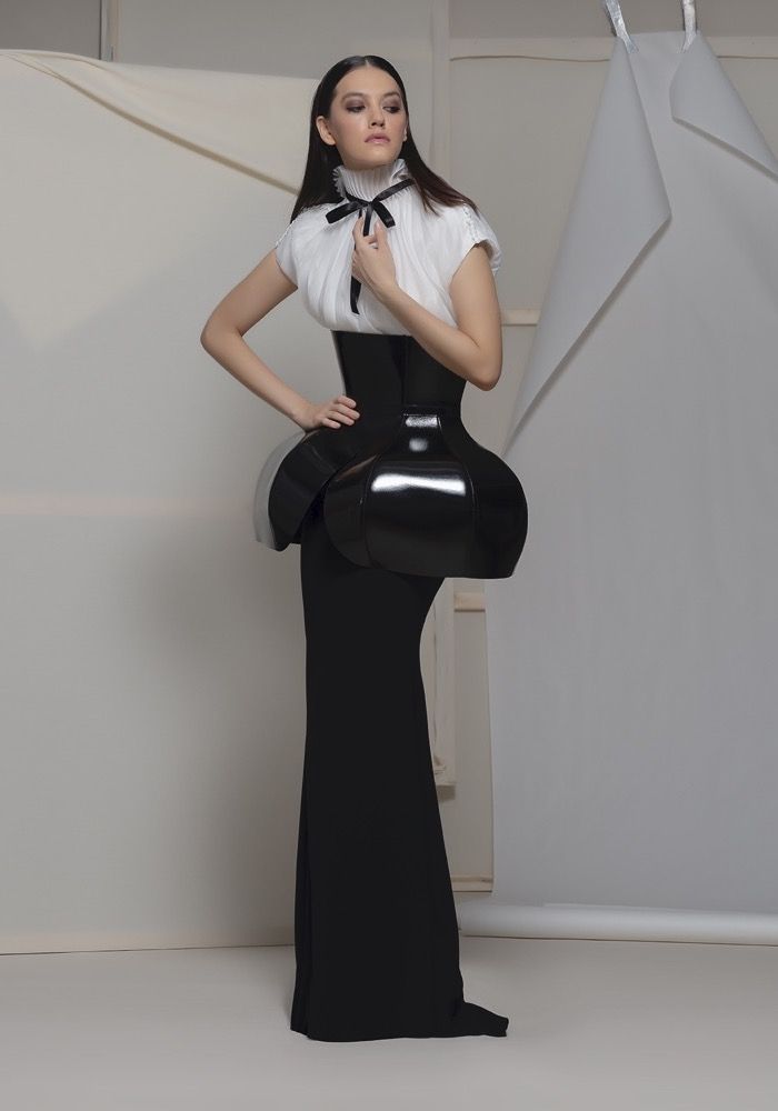 chinese dress ladies Isabel 2-Ply Crepe V-Neck Gown main image 1