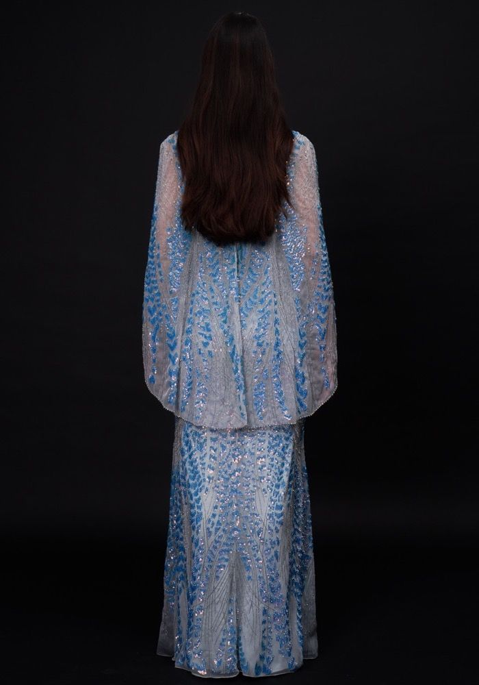 floral light blue dress Floral V-Neck Long-Sleeve Dress main image 0
