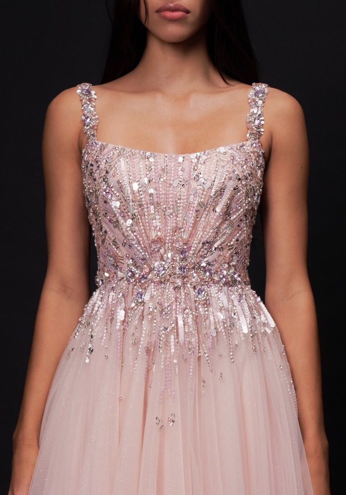Jenny Packham Wild Jasmin Beaded Pink Tulle Evening Gown HK