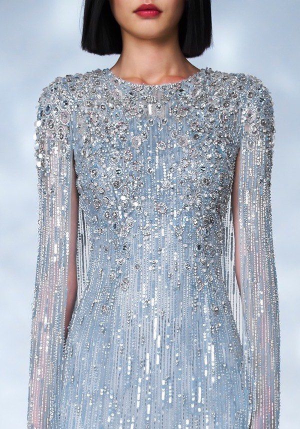 Jenny Packham Atlantis Sequinned Cape-Effect Evening Gown HK | Designer Bridal Room Jenny Packham Atlantis Sequinned Cape-Effect Evening Gown HK | Designer Bridal Room