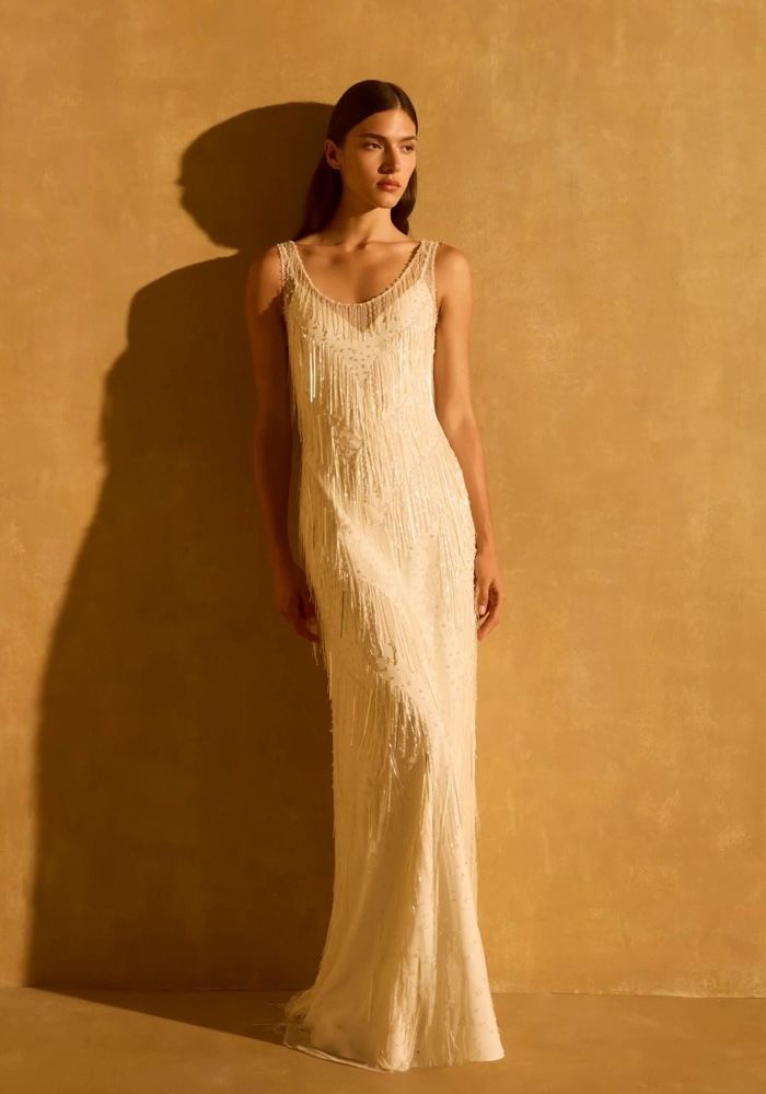 beaded gatsby wedding dress Buy Beaded Gatsby Wedding Dress: Custom Couture Art Deco Bridal Gown Online  in India