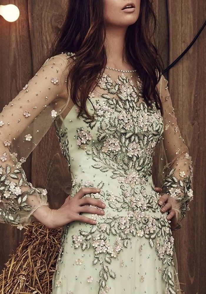 Jenny Packham | Apache Floral Embellished Spring-Like Mint Green