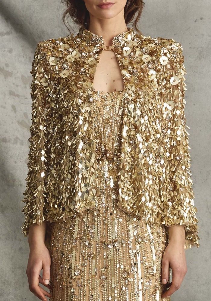 Jenny Packham Bright Gem Beaded Gold Evening Gown HK | Designer