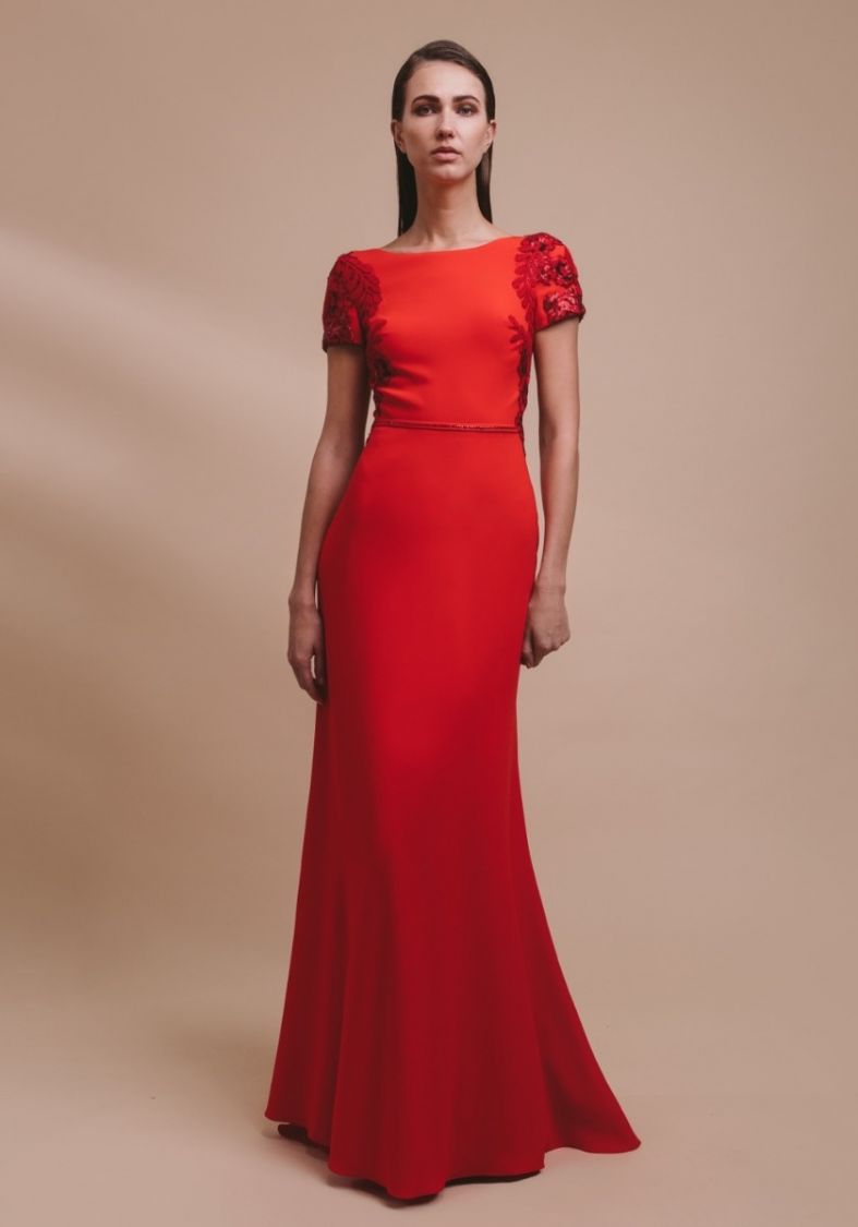 Emmanuel Haute Couture, Embellished Red Cheongsam