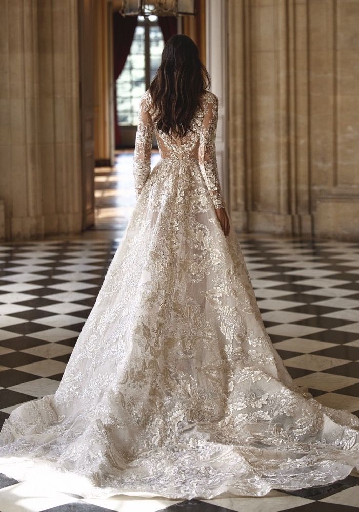 Long Sleeve Pearl Embellished Wedding Dress I Wedding Dresses – UME London