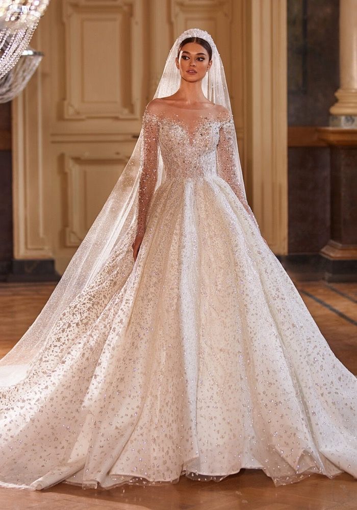 Royal Wedding Dress With Veil,ball Gown Wedding Dress,princess Wedding Dress,sparkle  Wedding Dress,cathedral Wedding Dress,glitter Dress -  Canada