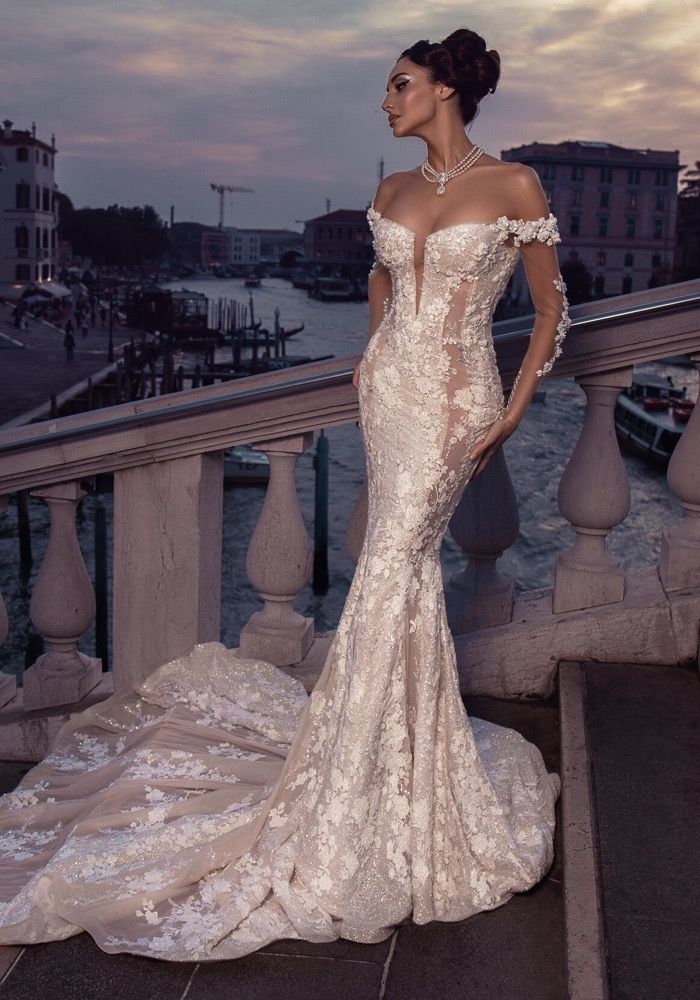 Kiy_Marmaid♡ Mistrelli Kaya Sparkly Long Sleeve Mermaid Wedding Dress HK