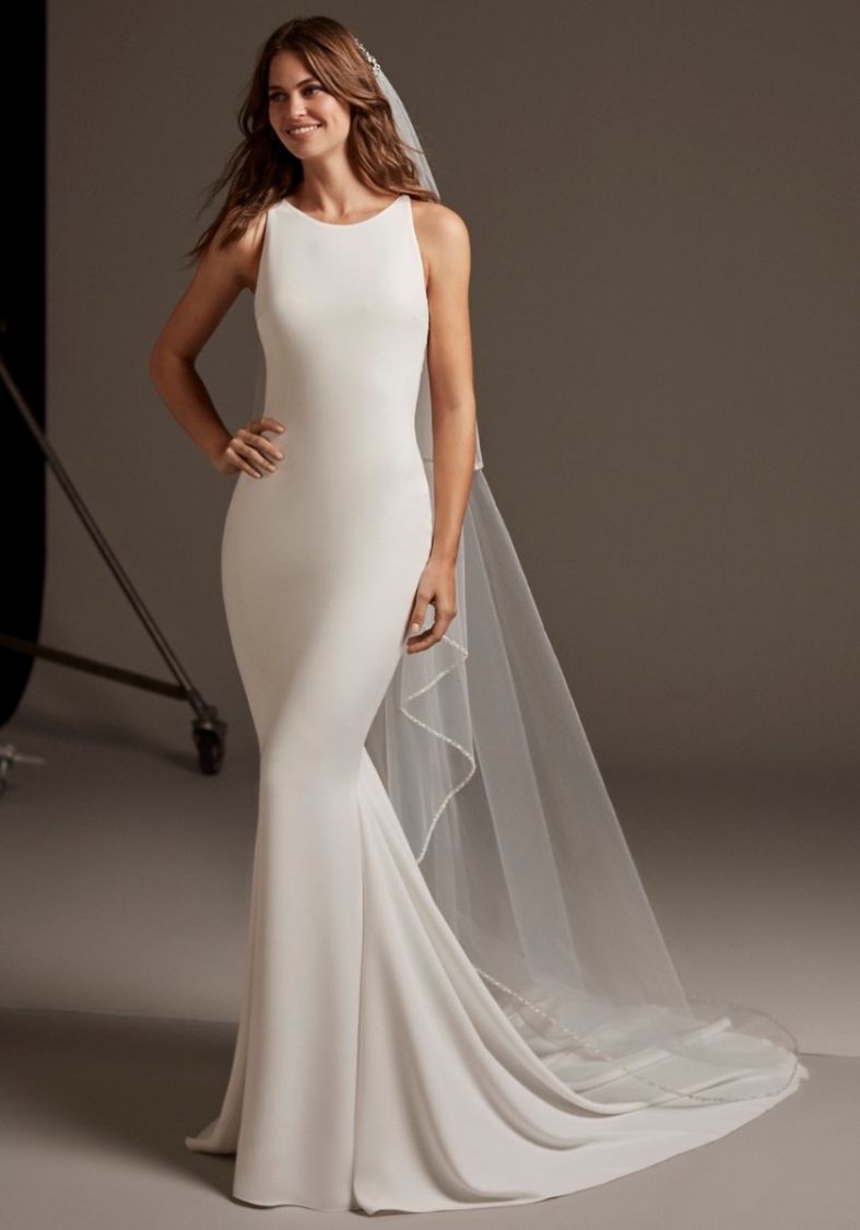 Pronovias | Bellatrix Crepe Wedding Dress with Beaded Back Pronovias | Bellatrix Crepe Wedding Dress with Beaded Back
