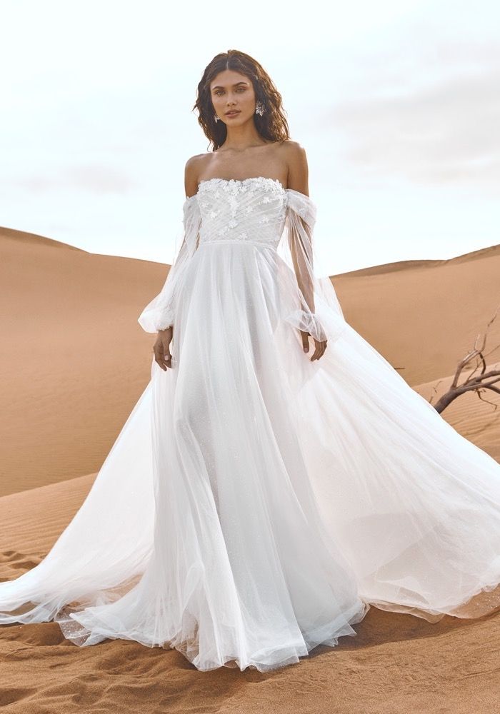 flowy wedding gown