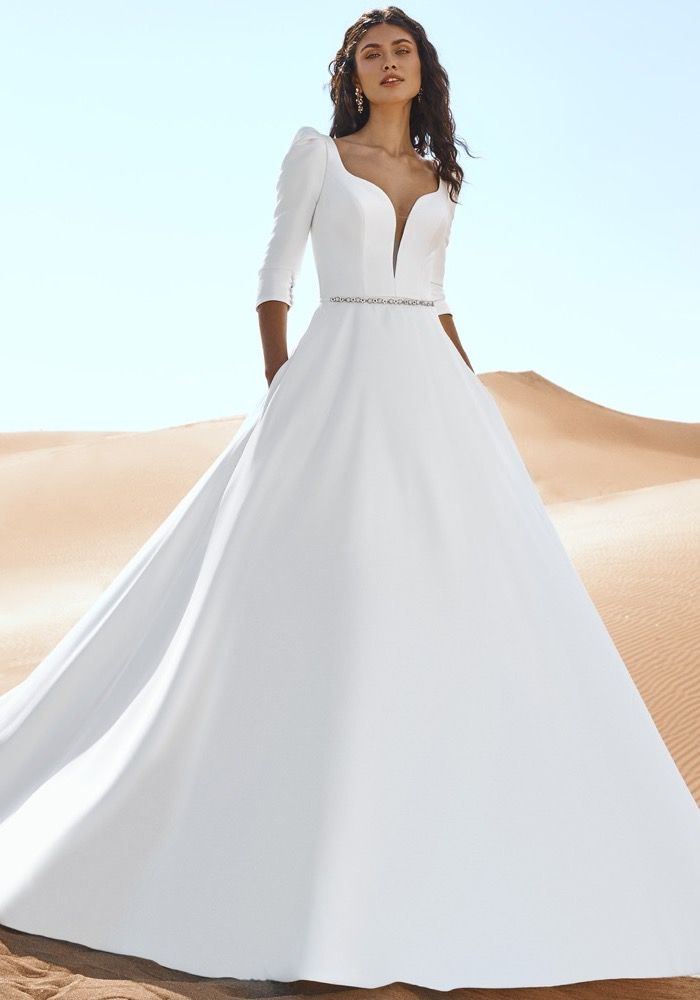 mikado a line wedding dress