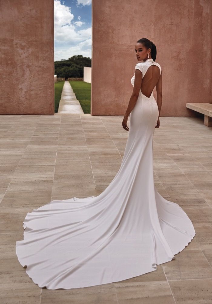 knee length dresses for ladies V-Neck Cap Sleeve Keyhole Back A-Line Lace Wedding Dress-713771 main image 0