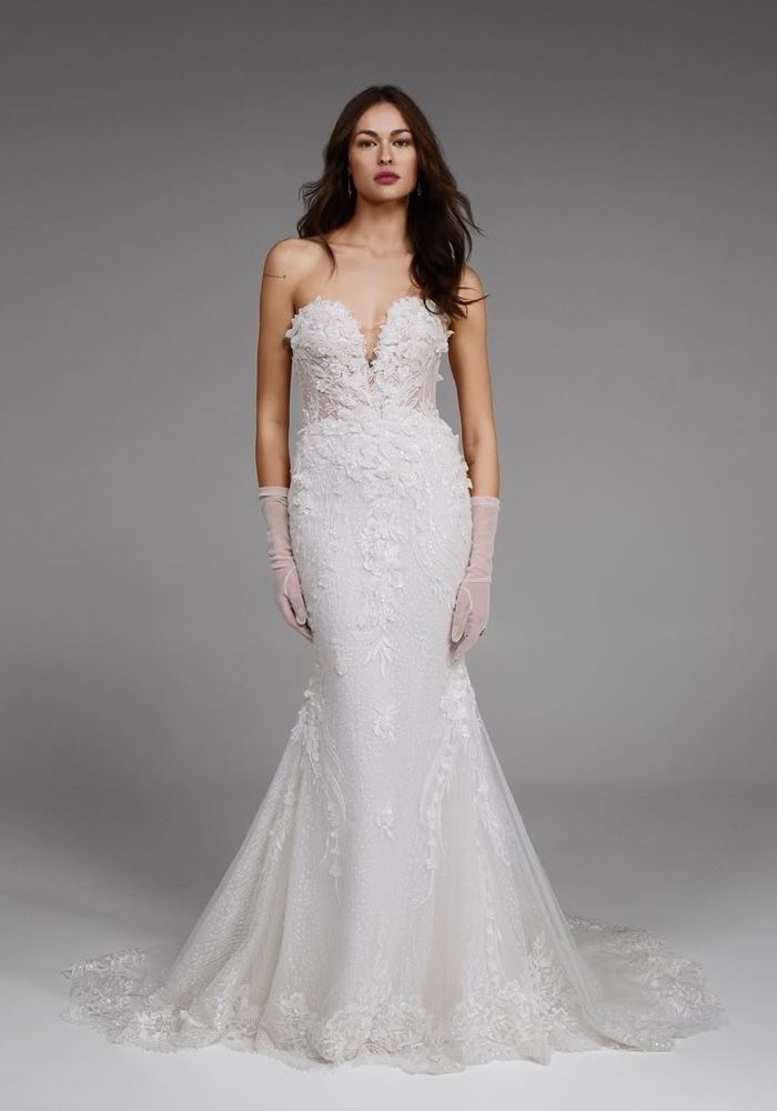 long lace mermaid wedding dress Lauren Elaine Vaile