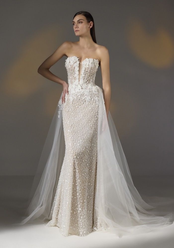 beaded corset wedding dress Beaded Bridal Drop Waist Corset Divine With Removable Cap Sleeves