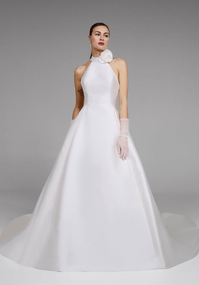 Pronovias July Halter Neck Mikado Wedding Dress HK | Designer
