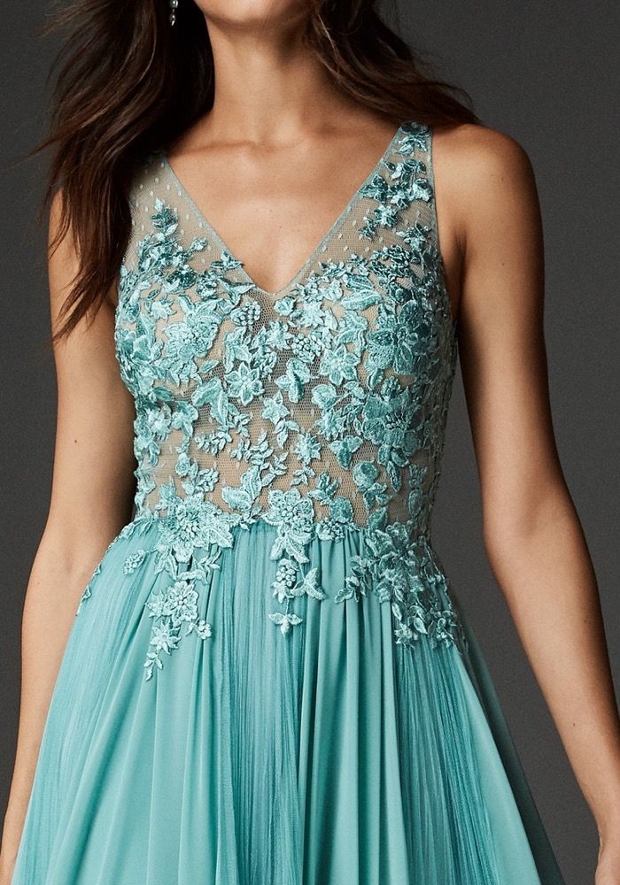 Pronovias ATOL STYLE 04 Turquoise Summer Evening Gown HK Designer Bridal Room