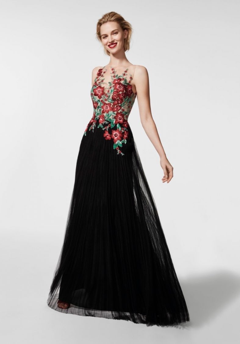 black floral tulle dress