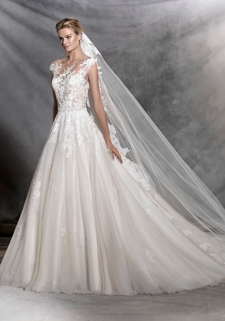 Pronovias | Ofelia Embroidered Romantic Flared Wedding Dress 