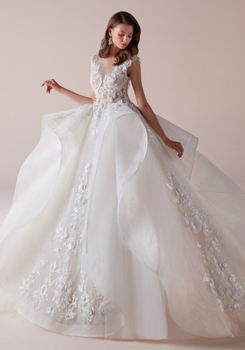 ruffle ball gown wedding dress