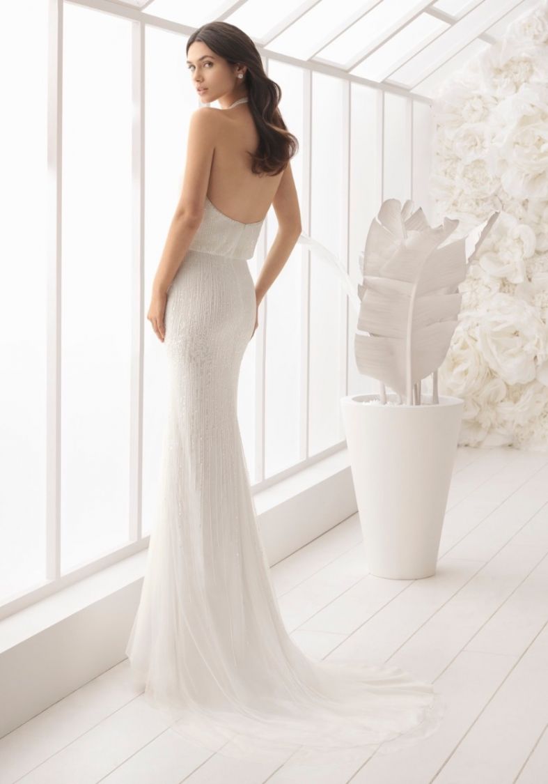 Beaded Wedding Dress with Plunging Back ...