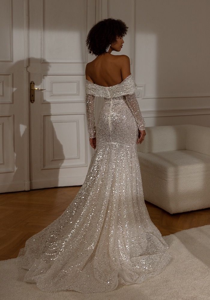 Long sleeve sparkly wedding dress top