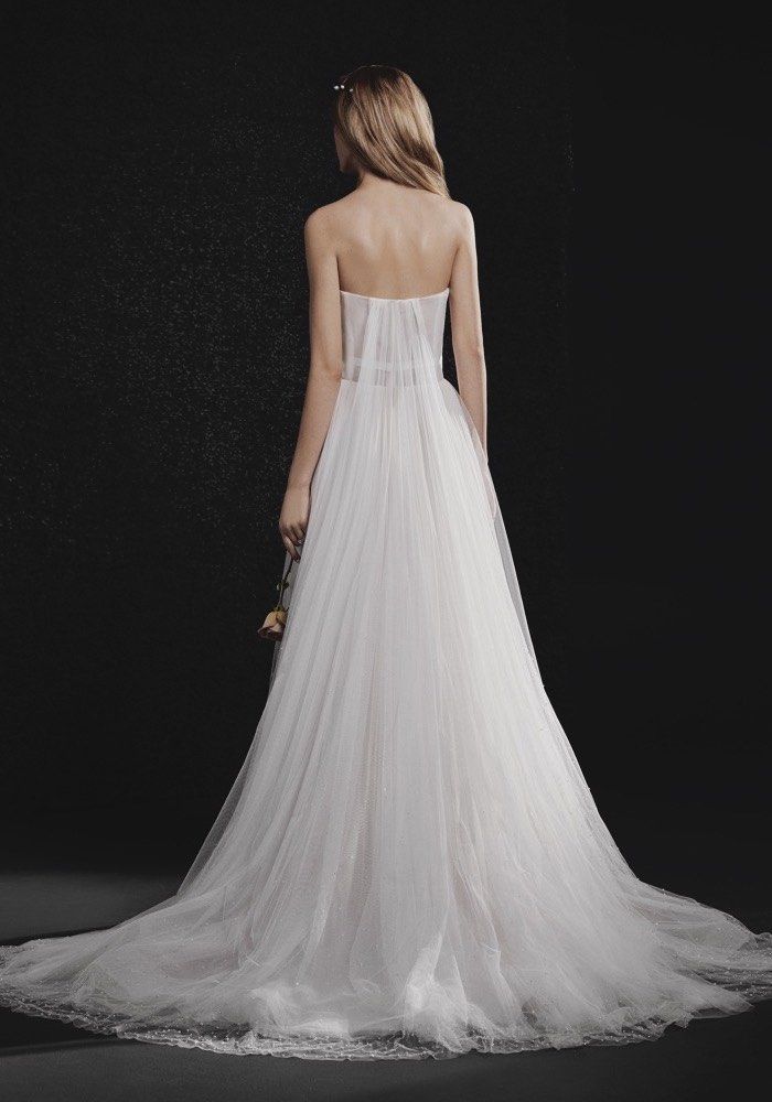Vera Wang SS19 Bridal accented by a hand draped tulle overlay and