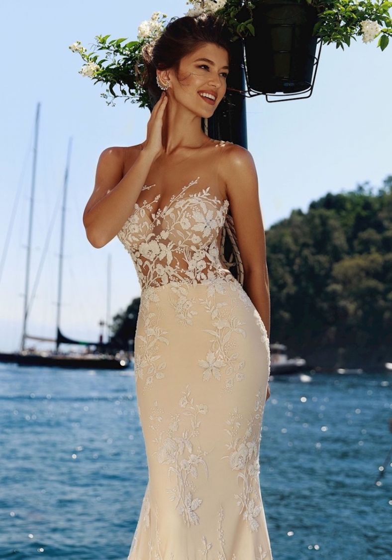 Viero Bridal, Valentina Heavily Beaded Wedding Dress with Illusion Bodice