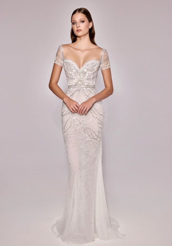 Zuhair Murad TIA Beaded Short Sleeve Princess Wedding Dress