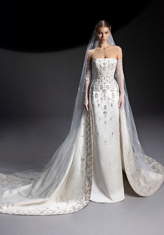 beaded satin wedding dress Modern and Elegant Satin Wedding Dress A Line V Neck Beading Bodice Bridal Gown AWD1775