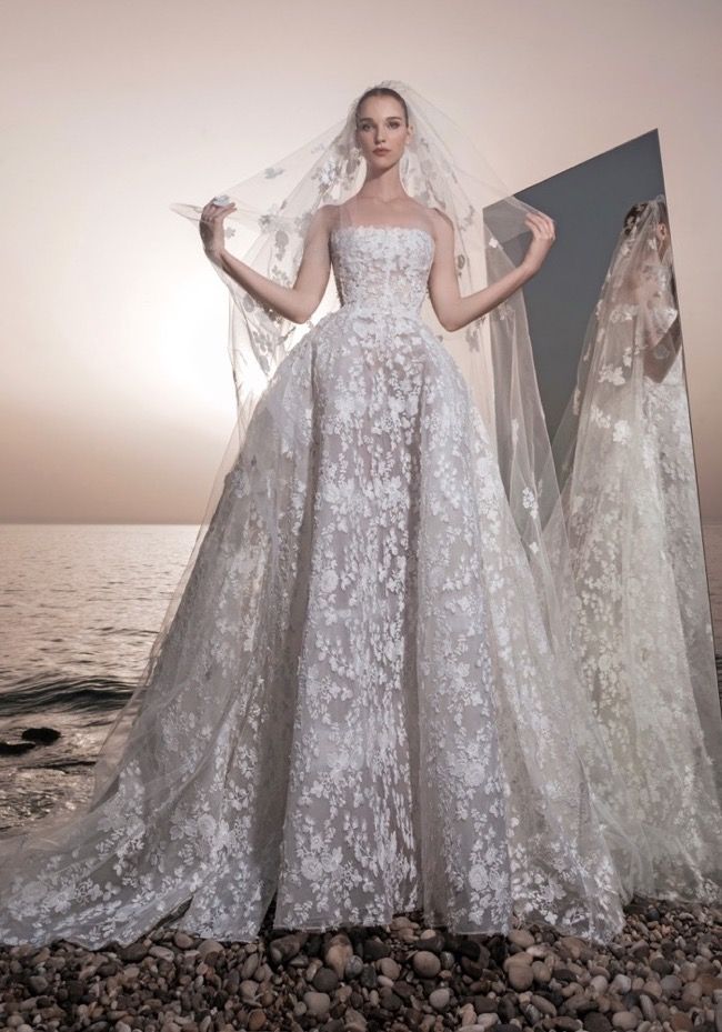 zuhair murad gray lace dress