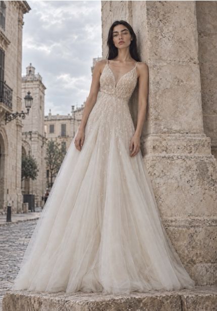 Beaded Backless Tulle Wedding Dress
