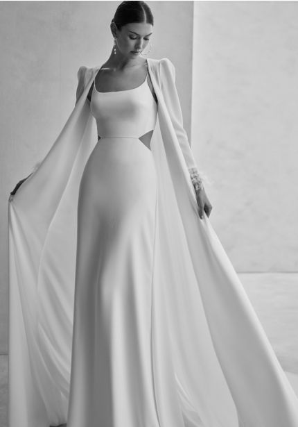Cutout Crepe Wedding Dress