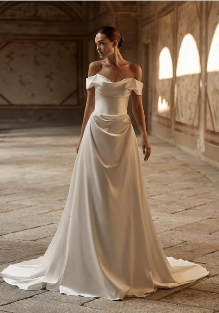 Draped Satin Wedding Dress