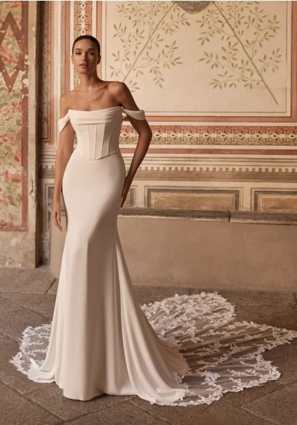 Illusion Train Wedding Dress