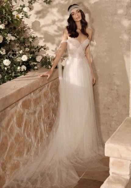 Draped Tulle Wedding Dress