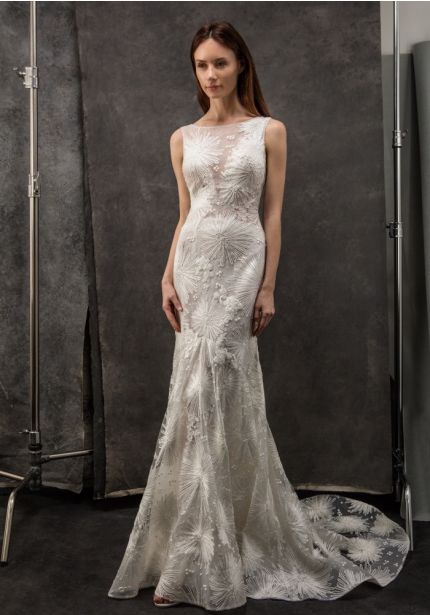 Beaded Lace Wedding Dress With Low Back